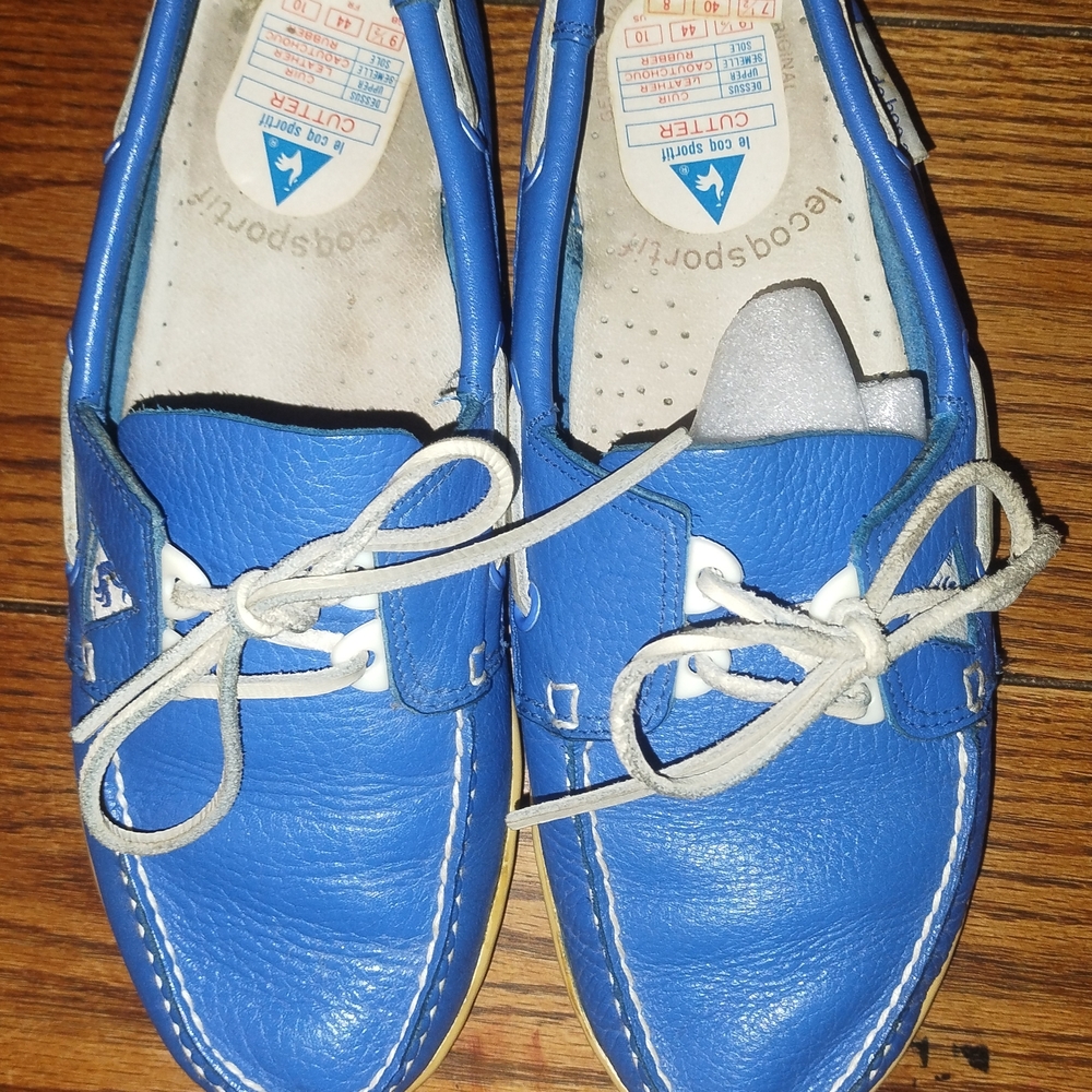 RARE Men's Size 8 Le Coq Sportif Blue Pebbled Leather Boat Shoes